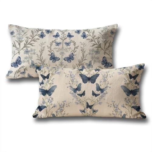 Kissen 30x50 Blau Kissenbezug Schmetterling 2er Set Atmungsaktiv Samt Herbstdeko Kopfkissen mit Verstecktem Reißverschluss Kissenbezüge für Schlafzimmer Wohnzimmer Halloween Deko Sofakissen z-239 Kissen 30x50 Blau Kissenbezug Schmetterling 2er Set Atmungsaktiv Samt Herbstdeko Kopfkissen mit Verstecktem Reißverschluss Kissenbezüge für Schlafzimmer Wohnzimmer Halloween Deko Sofakissen z-239 von Roogsoo