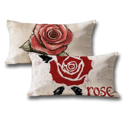 Kissen Rot Kissenbezug 30x50 2er Set Rechteckig Samt Kopfkissen Rose Muster Doppelseitiger Druck Kissenbezug Herbstdeko Kissenbezüge für Wohnzimmer Schlafzimmer Halloween Deko Sofakissen z-240 Kissen Rot Kissenbezug 30x50 2er Set Rechteckig Samt Kopfkissen Rose Muster Doppelseitiger Druck Kissenbezug Herbstdeko Kissenbezüge für Wohnzimmer Schlafzimmer Halloween Deko Sofakissen z-240 von Roogsoo