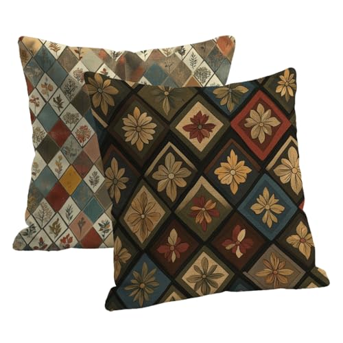 Kissenbezug 75x75 Böhmen Wasserfest Deko Kissen Outdoor Samt Kissenbezug 2er Set mit Verstecktem Reißverschluss Doppelseitig Nordeuropa Muster Wohnkultur Kissenbezüge für Outdoor Terrasse Garten B-80 von Roogsoo