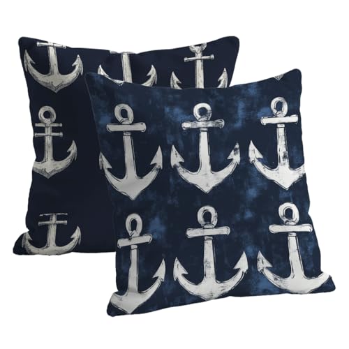 Kissenbezug Dekorative Anker Muster Outdoor Kissenbezug 80x80 2er Set Quadratische Leinen Kissen Marineblau Atmungsaktiv Deko Kissen für Gartendeko Balkon Wohnzimmer Schlafzimmer Sofa Deko B-317 Kissenbezug Dekorative Anker Muster Outdoor Kissenbezug 80x80 2er Set Quadratische Leinen Kissen Marineblau Atmungsaktiv Deko Kissen für Gartendeko Balkon Wohnzimmer Schlafzimmer Sofa Deko B-317 von Roogsoo