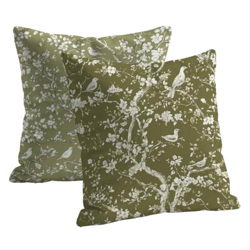 Kissenbezug Dekorative Blumen Muster Outdoor Kissenbezug 80x80 2er Set Quadratische Samt Kissen Senf Atmungsaktiv Deko Kissen für Gartendeko Balkon Wohnzimmer Schlafzimmer Sofa Deko Geschenk B-73 von Roogsoo