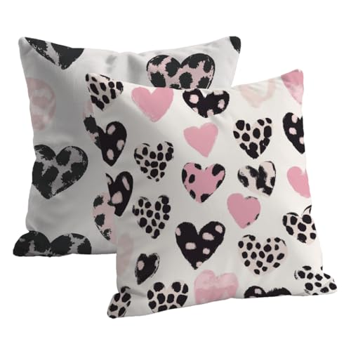 Kissenbezug Dekorative Leopard Muster Outdoor Kissenbezug 80x80 2er Set Quadratische Samt Kissen Rosa Atmungsaktiv Deko Kissen für Gartendeko Balkon Wohnzimmer Schlafzimmer Sofa Deko Geschenk B-85 von Roogsoo
