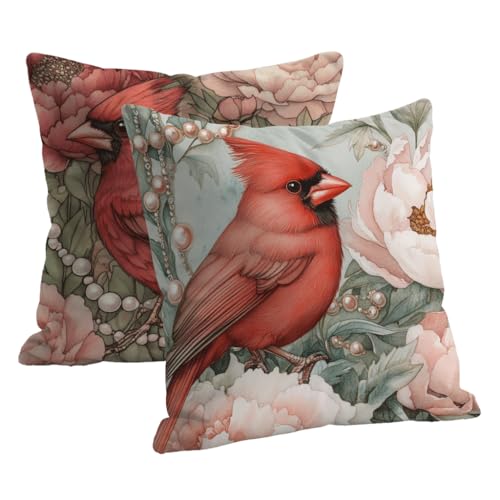 Kissenbezug Dekorative Vogel Muster Outdoor Kissenbezug 80x80 2er Set Quadratische Samt Kissen Tier Atmungsaktiv Deko Kissen für Gartendeko Balkon Wohnzimmer Schlafzimmer Sofa Deko Geschenk B-69 von Roogsoo