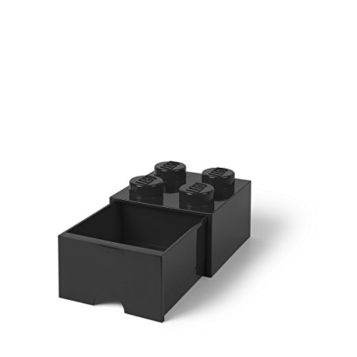 Room Copenhagen 40051733 LEGO Schublade 4 Noppen, 1 Fach, stapelbare Box, 4,7 l, Schwarz, Plastik, 4 knoppen von Room Copenhagen