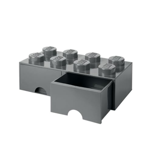 Room Copenhagen Lego 8 Noppen, 2 Schubladen, stapelbare Box, 9,4 l,one Size 40061754 Lego 199 - Dark Stone Grey von Room Copenhagen