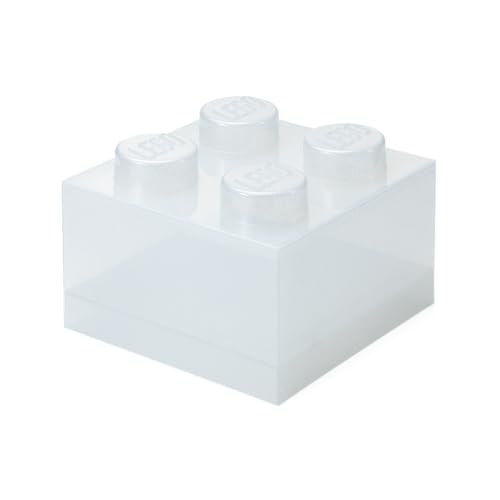Room Copenhagen LEGO Aufbewahrungsstein 4 Noppen Glitter Translucent – Stapelbare Kunststoffbox mit Deckel für Kinder und Erwachsene als Schreibtisch-Organizer und Spielzeugkiste von Room Copenhagen
