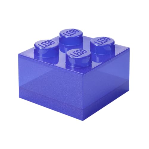 Room Copenhagen LEGO Aufbewahrungsstein 4 Noppen Glitter Violett – Stapelbare Kunststoffbox mit Deckel für Kinder und Erwachsene als Schreibtisch-Organizer und Spielzeugkiste von Room Copenhagen