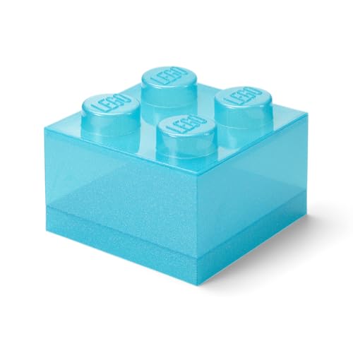 Room Copenhagen LEGO Aufbewahrungsstein 4 Noppen Glitzer Hellblau – Stapelbare Kunststoff-Aufbewahrungsbox mit Deckel für Kinder und Erwachsene, Schreibtisch-Organizer und Spielzeugbox von Room Copenhagen