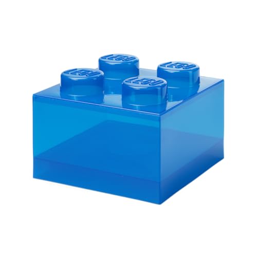 Room Copenhagen LEGO Aufbewahrungsstein 4 Noppen Transparent Blau – Stapelbare Kunststoff-Aufbewahrungsbox mit Deckel für Kinder und Erwachsene, Schreibtisch-Organizer und Spielzeugbox von Room Copenhagen