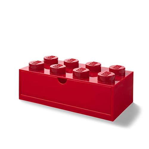 Room Copenhagen LEGO Schreibtischschublade mit 8 Knöpfen, stapelbar, rot, groß von Room Copenhagen