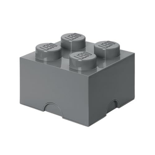 Room Copenhagen Lego Aufbewahrungsstein, 4 Noppen, Stapelbare Aufbewahrungsbox, 5,7 l, Dunkelgrau, Grau, one Size 40031754 von Room Copenhagen