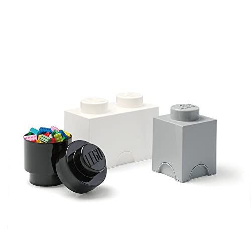 Room Copenhagen Lego Aufbewahrungsstein Multi-Pack S, Stapelbare Aufbewahrungsboxen, 3er-Set (Black, White, Grey), Mix, one Size von Room Copenhagen