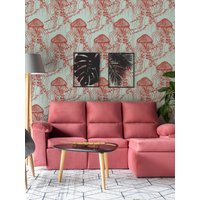 Rote Quallen Tapete, Peel&stick Und Traditionelle Abnehmbare Renter-Freundliche Wanddekoration, Ozean-Design, Selbstklebend von RoomBloomArt