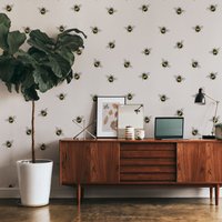 Schälen Und Aufkleben Bienen Tapete - Niedliche Beige Kinderzimmer Wanddeko | Bug01 von RoomBloomArt