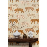 Vintage-Leoparden-Tapete Zum Abziehen Und Aufkleben Traditionelle Tapete, Abnehmbare Mieterfreundliche Wanddekoration, Safari-Vintage-Design von RoomBloomArt