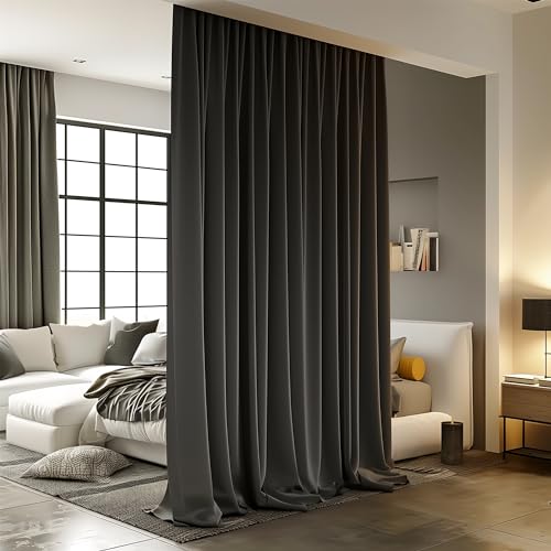 Raumteiler-Vorhänge für Deckenschienenstange, Verdunkelungsvorhänge mit Haken, Geräuschreduzierung, Privatsphäre für Wand, 4,5 m breit x 2,4 m hoch, Schwarz, 1 Panel Raumteiler-Vorhänge für Deckenschienenstange, Verdunkelungsvorhänge mit Haken, Geräuschreduzierung, Privatsphäre für Wand, 4,5 m breit x 2,4 m hoch, Schwarz, 1 Panel von RoomDarkning