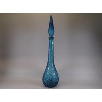 Empoli Itly Design Glasflasche Mit Stöpsel/Vintage/ Dekorativ Aus Italien 1960Er Jahre Blau von RoomLightDesign