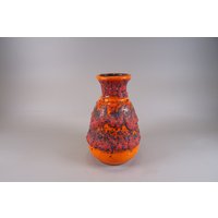 Orange - Rot Fat Lava Bay Vase Aus Den 1970Er Jahren von RoomLightDesign