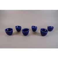 Vintage Rörstrand Blå Eld Hertha Bengtson 6 Blaue Eierbecher Swedish Mid-Century Design von RoomLightDesign