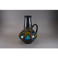 Vintage Studiokeramik Vase Ruscha Vulcano Orange Klein von RoomLightDesign