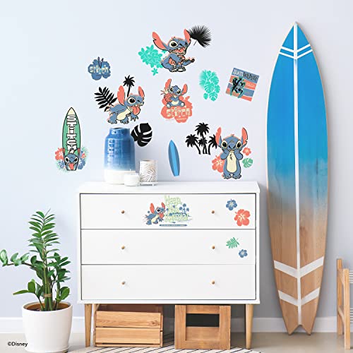 Disney RMK5367SCS Stitch Surfer Sticker Aufkleber repositionierbar, Blau, Grün, Schwarz von RoomMates