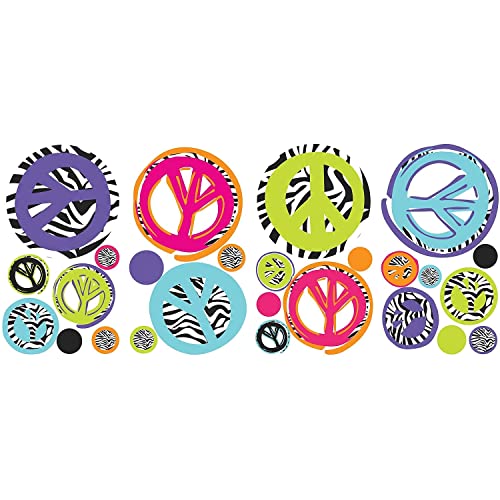 ROOMMATES RMK1860SCS Zebra Peace Signs Peel and Stick Wall Decals von RoomMates