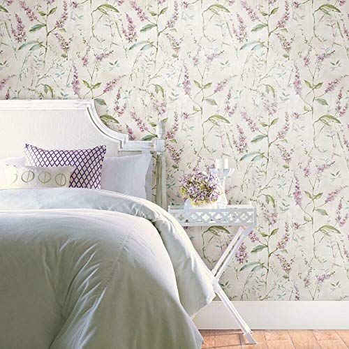 RoomMates RMK11472WP Tapete mit Blumenzweigen, zum Abziehen und Aufkleben, groß, Violett von RoomMates