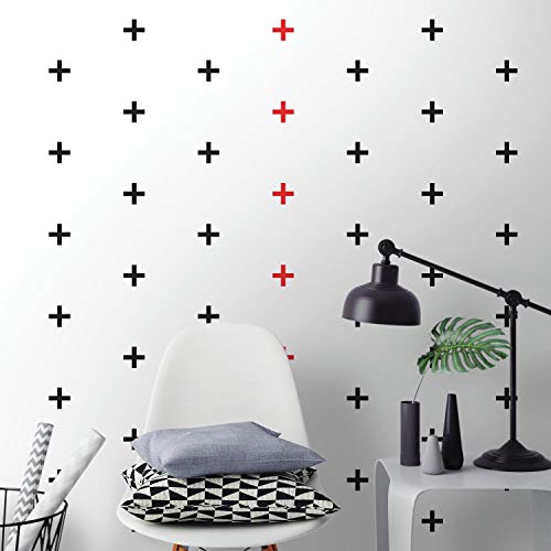 RoomMates RMK4018SCS Sticker, wiederverwendbar, Black X Mini Kreuz, Vinyl, Schwarz und Rot, 5,03 cm von RoomMates