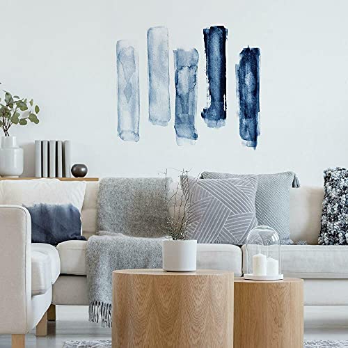 RoomMates RMK4577TBM Blaue Aquarell-Pinselstriche Wandaufkleber zum Abziehen und Aufkleben von RoomMates
