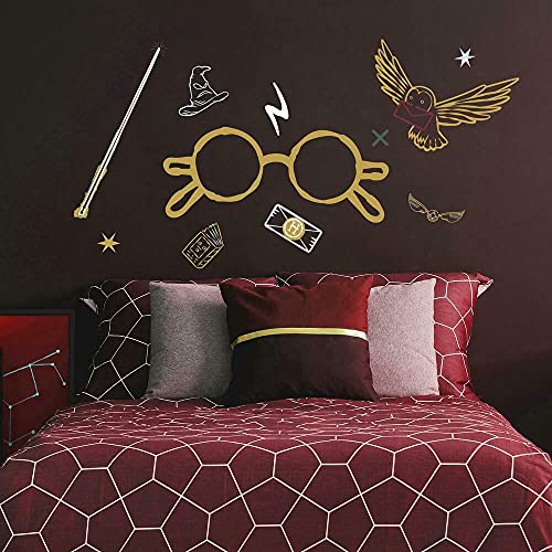 RoomMates RMK4955GM Harry Potter Wandaufkleber, Motiv Brille, groß Abzieh-Aufkleber, Grau/Gelb/Grün von RoomMates