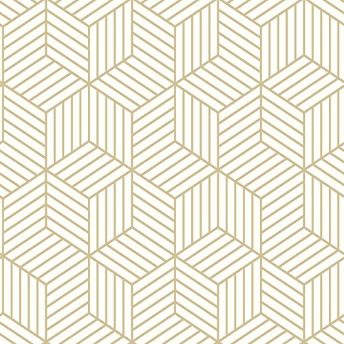 RoomMates Stripped Sechseck schälen und Stick Wallpaper, weiß/gold von RoomMates