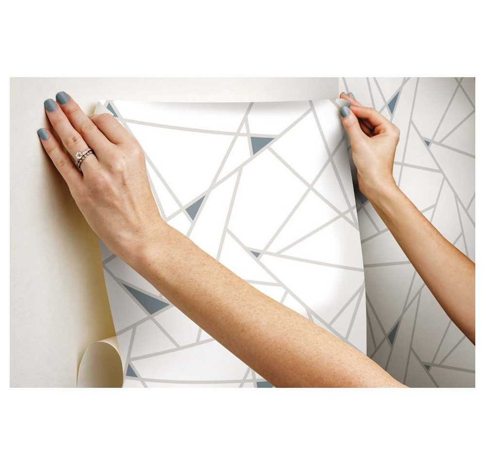 RoomMates Wandsticker PEEL & STICK Wallpaper - Geometrische Linien Teal von RoomMates
