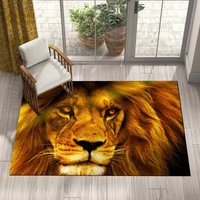 Teppich Mit Tieren, Löwenteppich, 3D-Teppich, Rutschfester Bodenteppich, Kelimteppich, Designteppich, Wohnzimmerteppich von RoomRugs