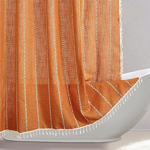 RoomTalks Fall Color Boho Duschvorhang-Set – Premium-Qualität, strapazierfähig, Orange, Herbst, modern, Bauernhaus, Vintage, Duschvorhang, Bohemian, Landhaus, Badezimmer-Dekor, wasserdicht und von RoomTalks