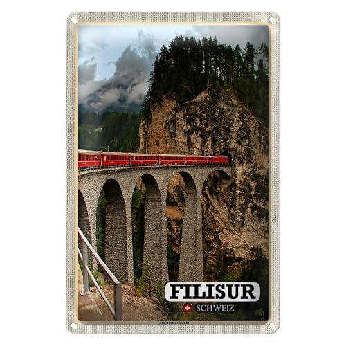 Blechschild | Filisur Schweiz | Landwasserviadukt | Nostalgie | 30 cm x 40 cm Blechschild | Filisur Schweiz | Landwasserviadukt | Nostalgie | 30 cm x 40 cm von Roomando