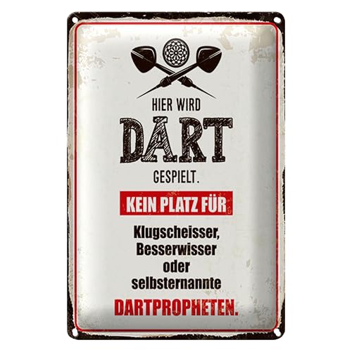 Blechschild | Hier wird Dart gespielt | Kein Platz für Klugscheisser | 12 cm x 18 cm Blechschild | Hier wird Dart gespielt | Kein Platz für Klugscheisser | 12 cm x 18 cm von Roomando