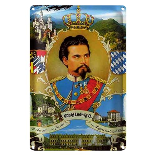 Blechschild König Ludwig II | Nostalgie | Retro-Stil | Dekoration | 30 cm x 40 cm von Roomando