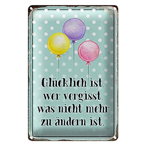 Dekoratives Blechschild mit Lebensweisheit | Glücklich ist, wer vergisst, was nicht mehr zu ändern ist | Ideal für Zuhause und Büro | 20 cm x 30 cm Dekoratives Blechschild mit Lebensweisheit | Glücklich ist, wer vergisst, was nicht mehr zu ändern ist | Ideal für Zuhause und Büro | 20 cm x 30 cm von Roomando