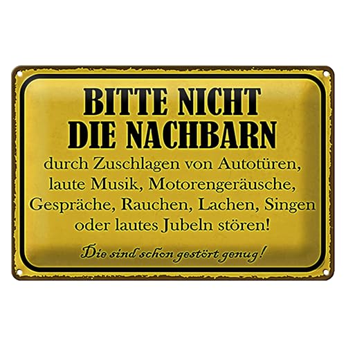 Dekoratives Metallschild 'Bitte nicht die Nachbarn stören' | Humorvolles Warnschild für Ruhe und Ordnung | Perfekt für Wohnungstüren und Büros | 20 cm x 30 cm von Roomando
