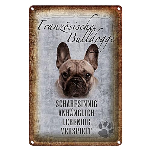 Französische Bulldogge Blechschild | Charmant & Verspielt | Ideal für Hundeliebhaber | 20 cm x 30 cm von Roomando