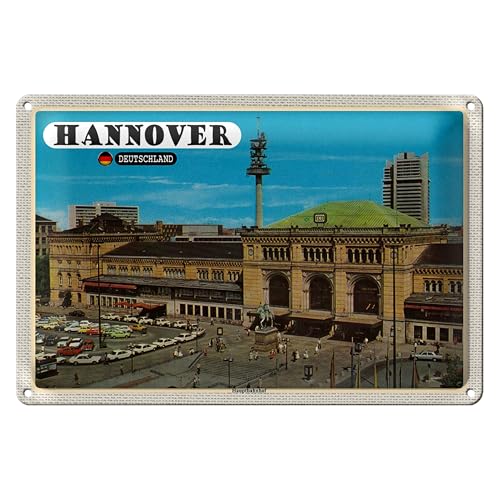 Hannover | Deutschland | Blechschild | Retro-Stil | Hauptbahnhof | 20 cm x 30 cm von Roomando