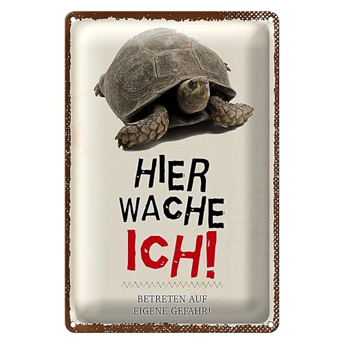 Lustiges Blechschild | Hier wache ich! | Schild mit Schildkröte | 20 cm x 30 cm Lustiges Blechschild | Hier wache ich! | Schild mit Schildkröte | 20 cm x 30 cm von Roomando