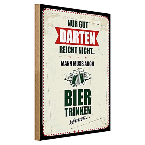 Lustiges Holzschild | Nur gut Darten reicht nicht | Bier trinken können | 30 cm x 40 cm von Roomando