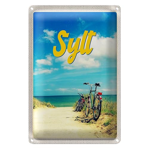 Nostalgisches Blechschild | Sylt | Strandmotiv mit Fahrrädern | 20 cm x 30 cm von Roomando