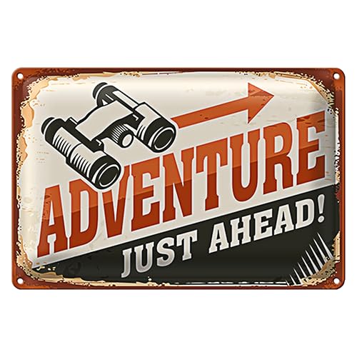 Retro Abenteuer Schild | 'Adventure Just Ahead' mit Fernglas-Motiv | Ideal für Reiseliebhaber | 20 cm x 30 cm Retro Abenteuer Schild | 'Adventure Just Ahead' mit Fernglas-Motiv | Ideal für Reiseliebhaber | 20 cm x 30 cm von Roomando