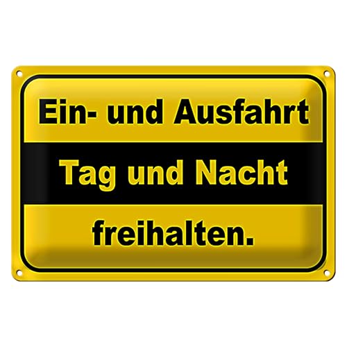 Robustes Blechschild | Ein- und Ausfahrt | Tag und Nacht freihalten | Wetterfest | 40 cm x 30 cm von Roomando