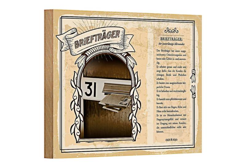 Roomando Holzbild Berufe 18x12cm Briefträger zuverlässig Allrounder von Roomando