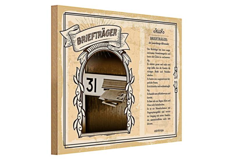 Roomando Holzbild Berufe 40x30cm Briefträger zuverlässig Allrounder von Roomando