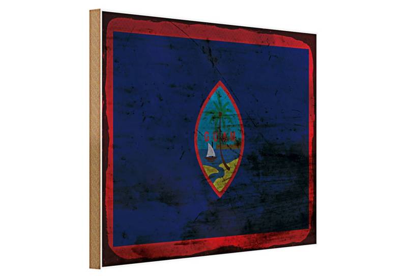 Roomando Holzbild Flagge Guam 40x30cm Flag of Guam Rost von Roomando