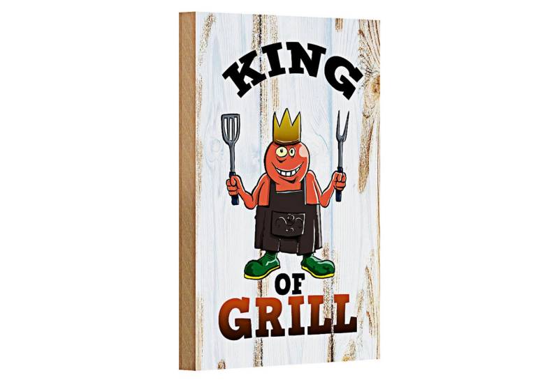 Roomando Holzbild Hinweis 12x18cm King of Grill von Roomando